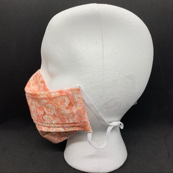 2/$20 Face Mask 3 Layer Nose Bridge Pink Roses - Picture 2 of 8
